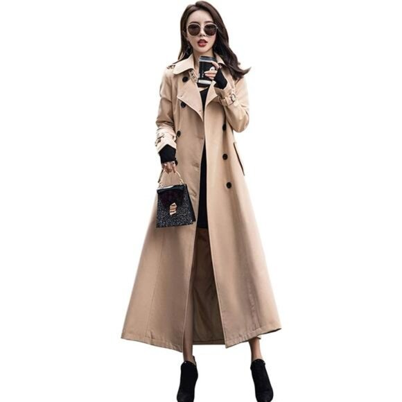 Jackets & Blazers - Women's Double Breasted Duster Trench Coat Slim Full Length Maxi Long